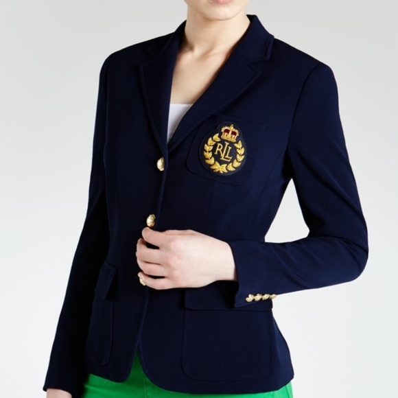 ralph lauren women's blazer with crest